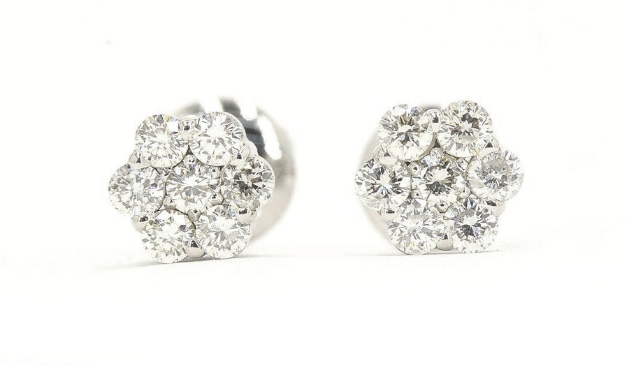 JDTK-F81638-  Cluster/Flower 0.45cttw Diamond Earrings