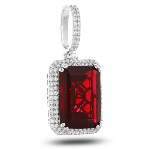 14KW 1.00CTW DIAMOND PENDANT WITH 14.98CT RUBY