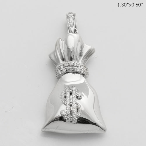 14KW 0.30CTW DIAMOND MONEY BAG PENDANT