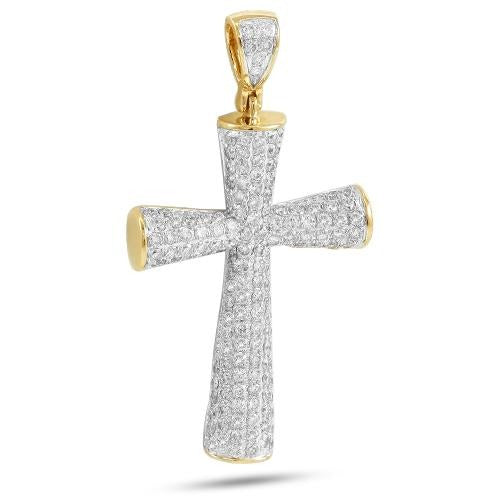 10KY 2.50CTW DIAMOND ROUNDED CROSS PENDANT