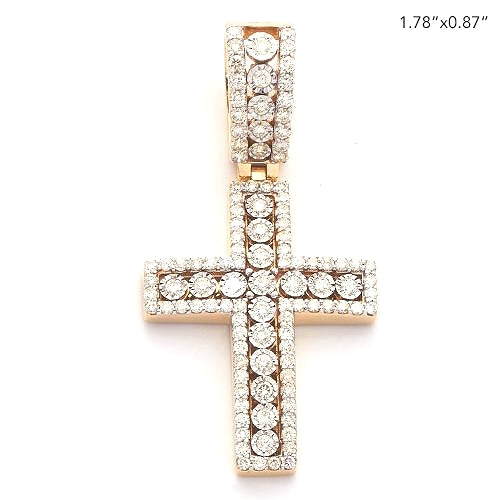 10KY 1.35CTW ILLUSION SET DIAMOND CROSS PENDANT