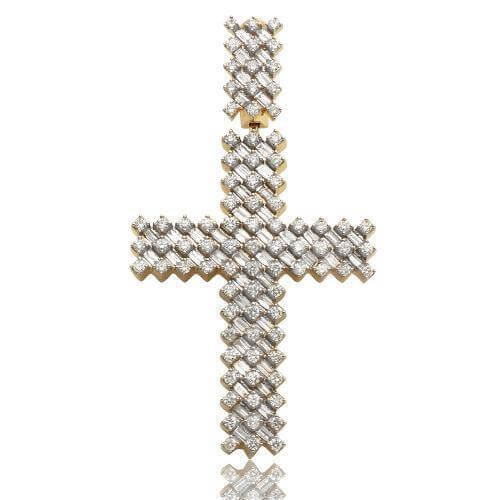 10KY 1.75CTW BAGUETTE DIAMOND CROSS PENDANT