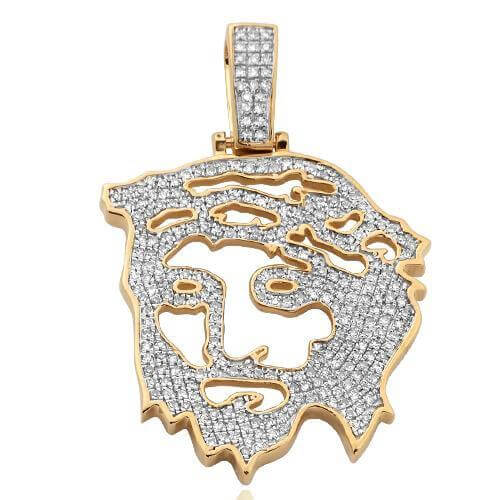 10KY 0.55CTW DIAMOND OPEN FACE JESUS PENDANT