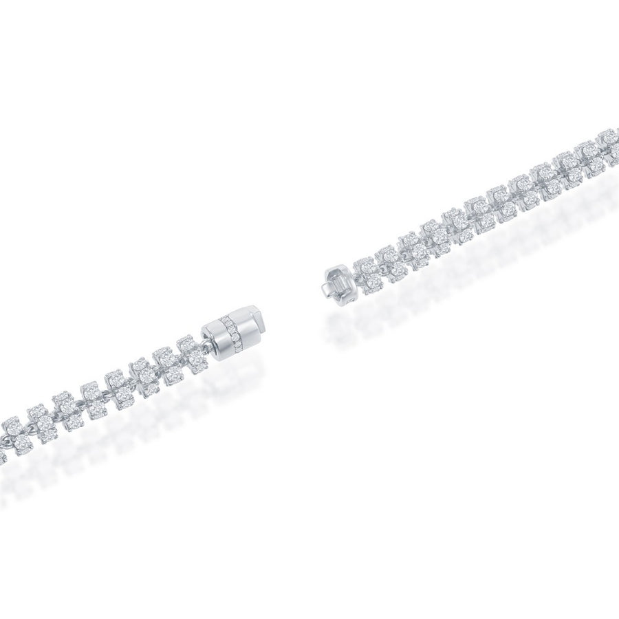 Sterling Silver 6mm Barrel CZ Chain - Rhodium Plated