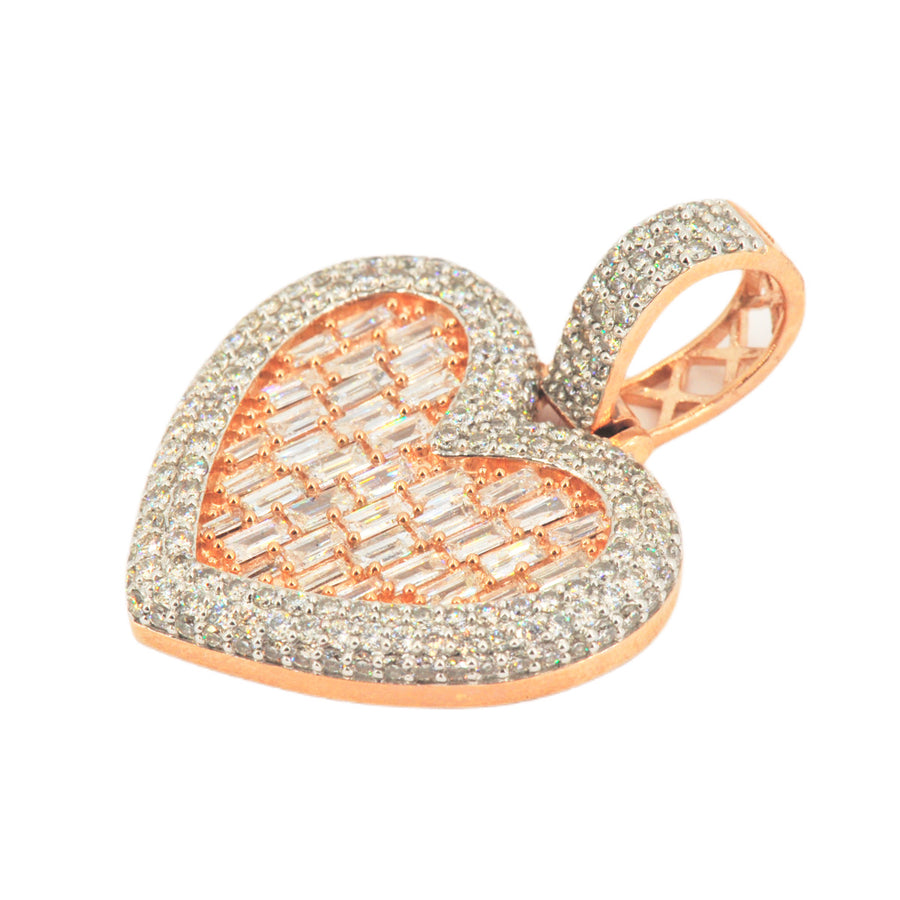 10KY 3.00CTW BAGUETTE DIAMOND HEART PENDANT