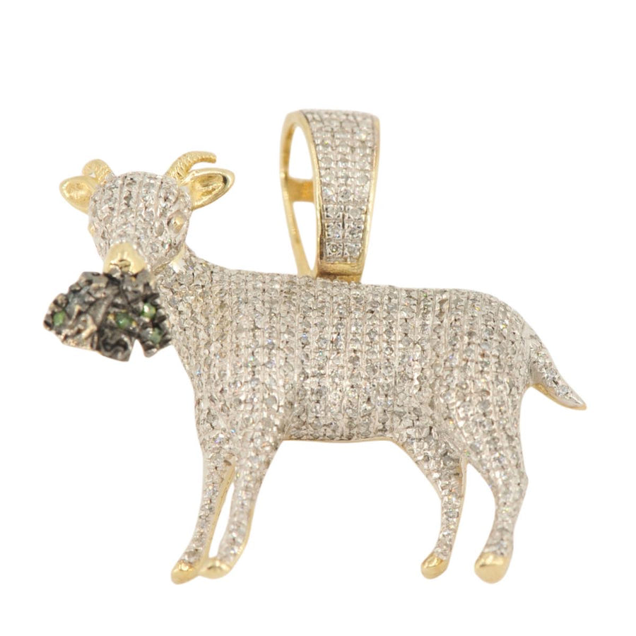 10ky Diamond Money Hungry Goat Pendant 0.71cttw