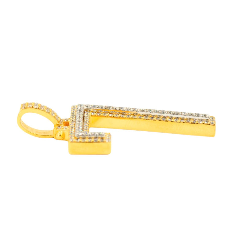 10K Yellow Gold Si Diamond Number 7 Pendant