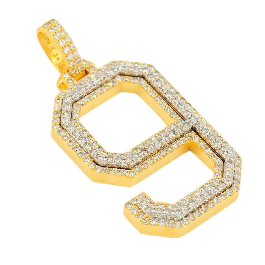 10K Yellow Gold Si Diamond Number 9 Pendant