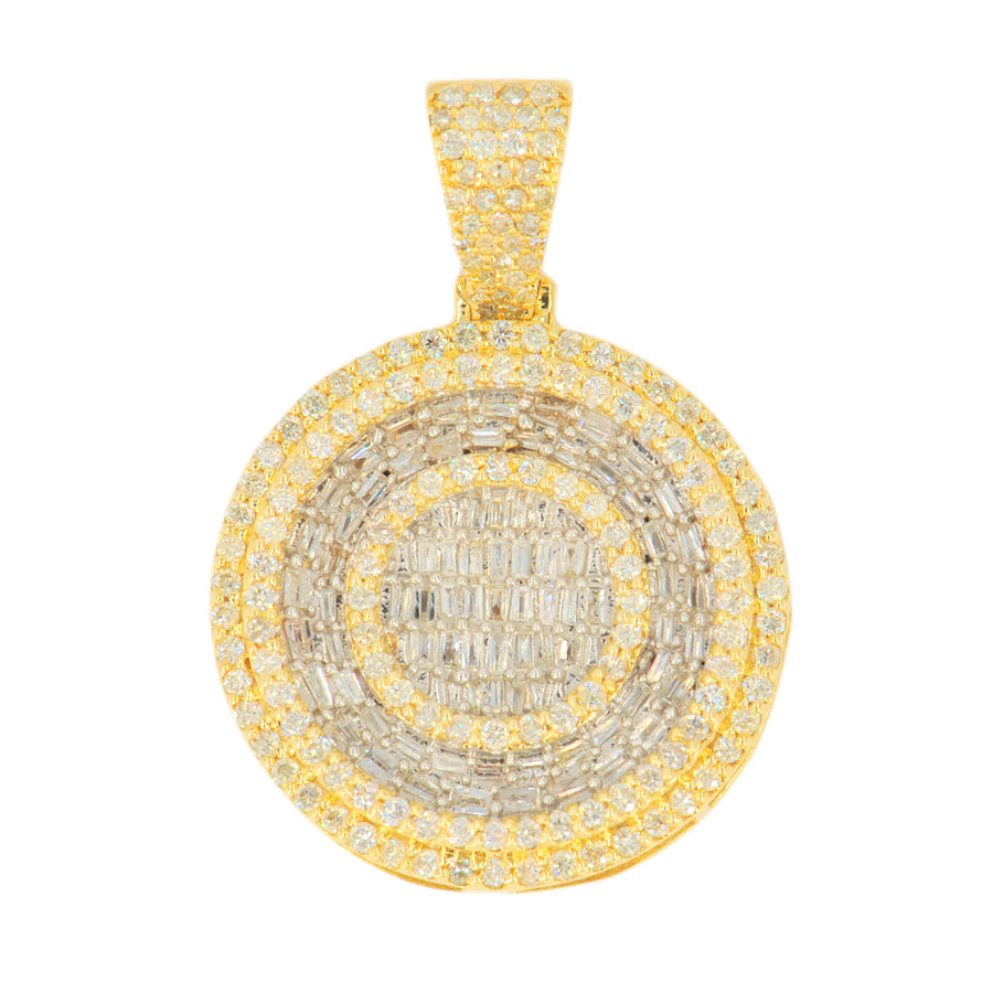 10k Yellow Gold 1.95CTW Round and Baguette Diamond Medallion