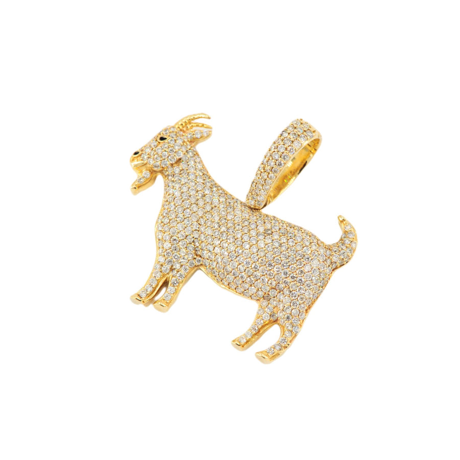 14k Yellow Gold 1.49ct Diamond GOAT Pendant Flash