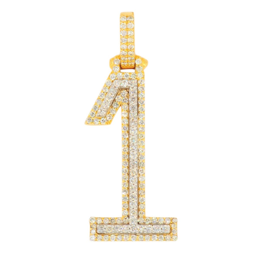 10K Yellow Gold Si Diamond Number 1 Pendant