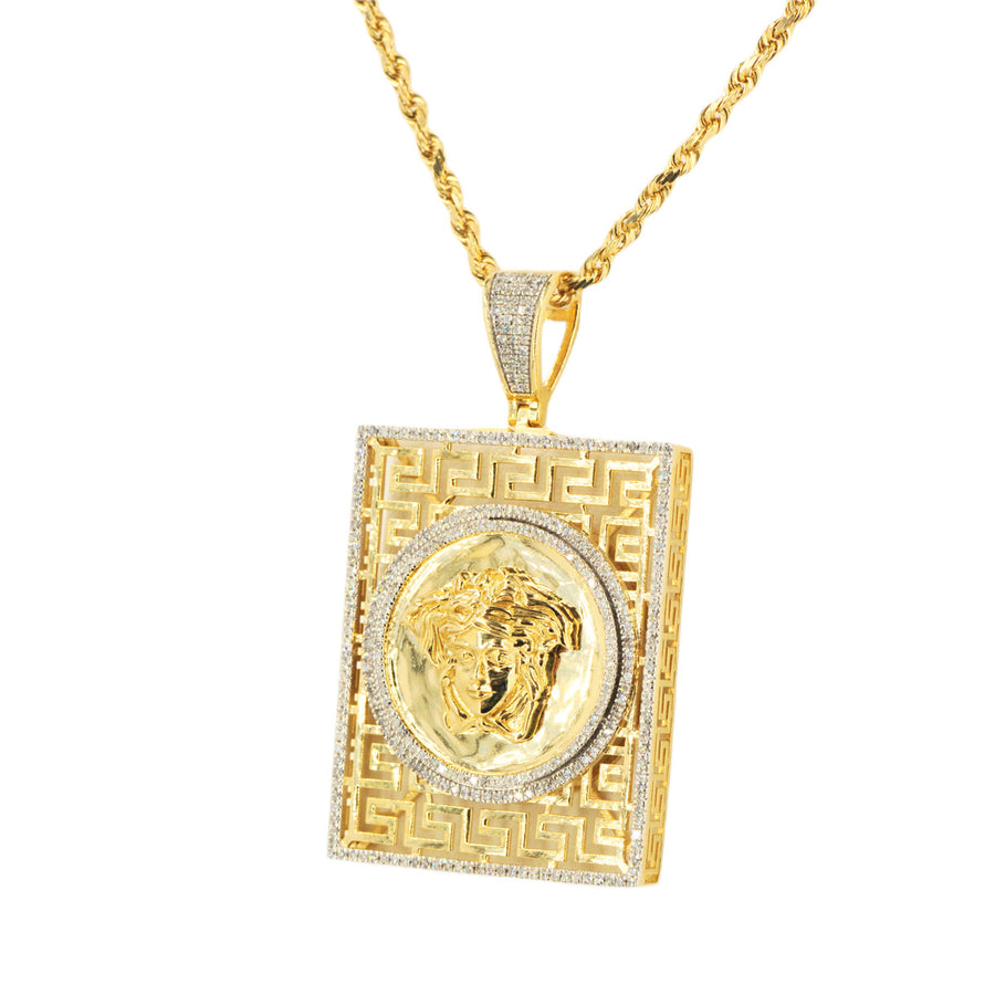 10k Yellow Gold 0.80ctw Medusa With Greek Keys Detailing