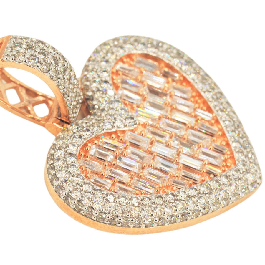 10KY 3.00CTW BAGUETTE DIAMOND HEART PENDANT