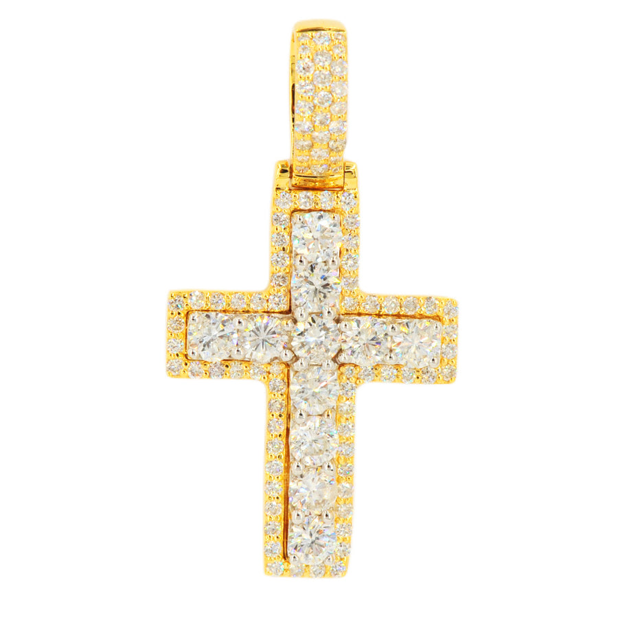 14K 3.5 CTTW DIAMOND 2-TONE SINGLE ROW CROSS