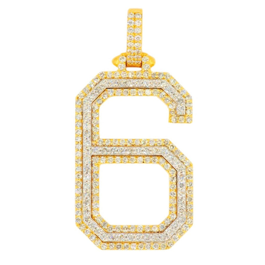 10K Yellow Gold Si Diamond Number 6 Pendant