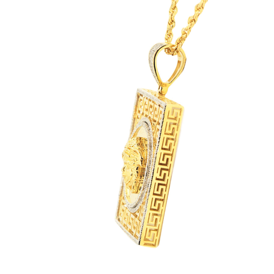 10k Yellow Gold 0.80ctw Medusa With Greek Keys Detailing