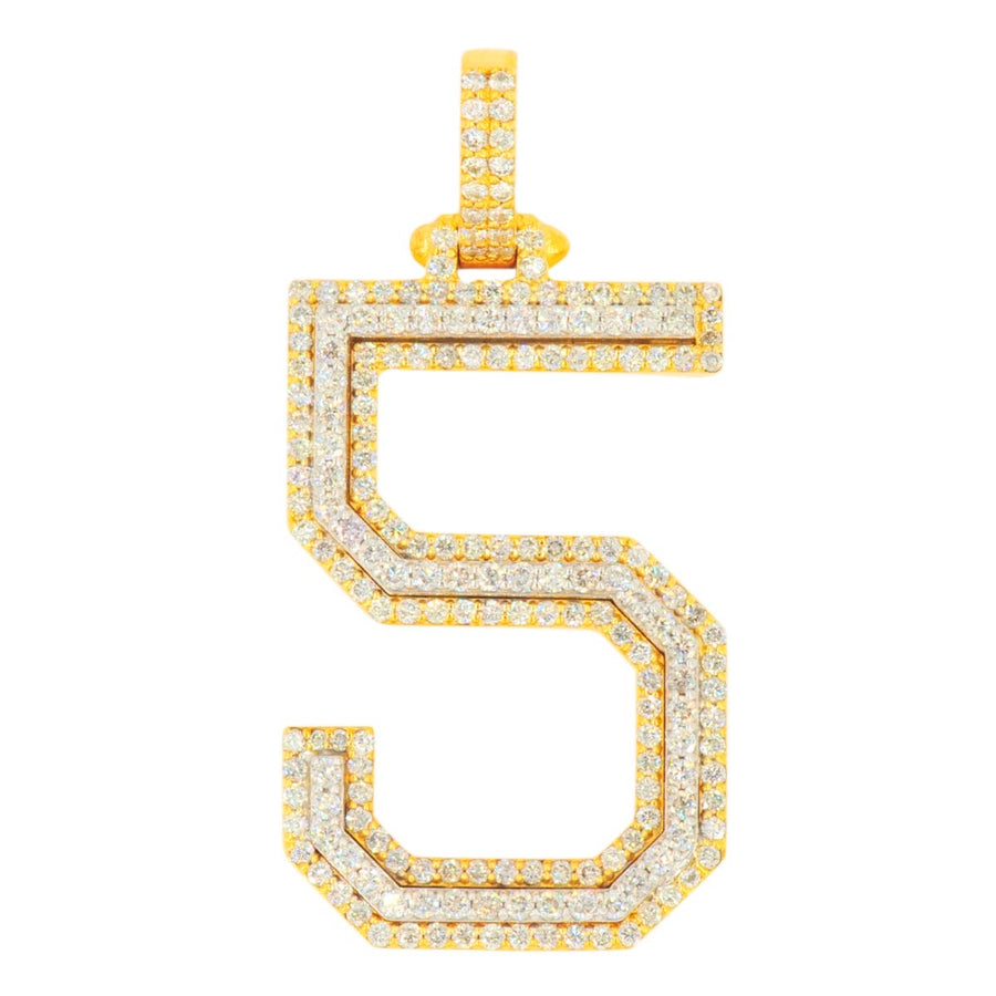 10K Yellow Gold Si Diamond Number 5 Pendant